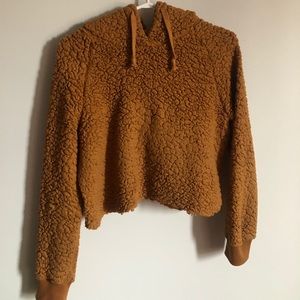 2/25$ Distressed Teddy Bear Crop Hoodie